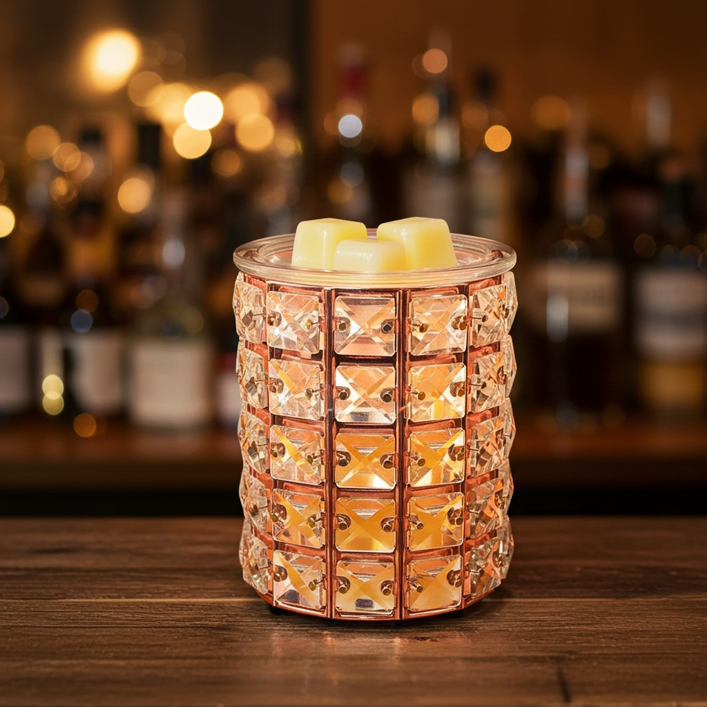 Quemador para Wax Melts (Color Oro Rosado - Gemas Cuadradas)