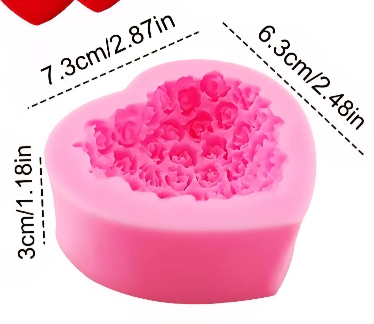 Corazon de Rosas Molde Tridimensional de Silicon