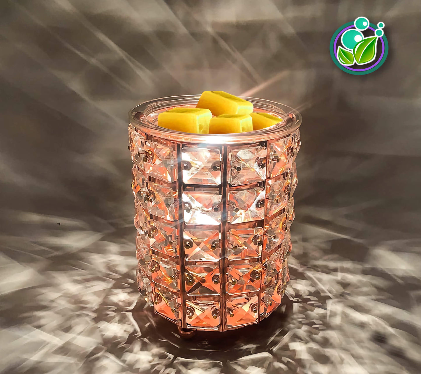 Quemador para Wax Melts (Color Oro Rosado - Gemas Cuadradas)
