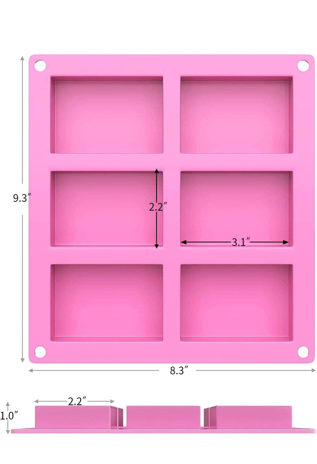 6 Cavidades Rectangulares Molde de Silicon